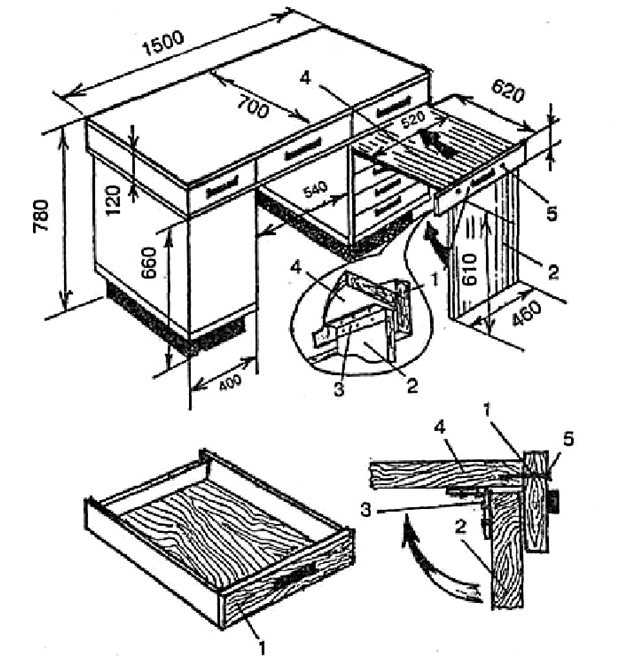 Раскладной кухонный стол своими руками: чертежи и схемы