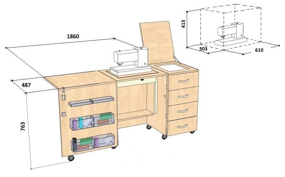 Стол для швейной машины своими руками из чего изготовить, как подобрать чертежи с размерами, как сде