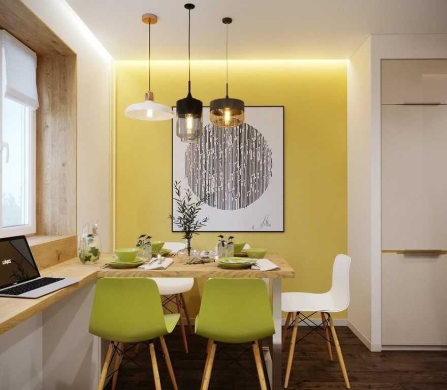 Обеденная зона на кухне (78 фото): варианты дизайна маленьких кухонь со столовой зоной, оформление стен декоративным камнем, фотообоями и другое