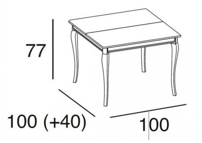 Вариативность размеров стола-книжки в зависимости от модели