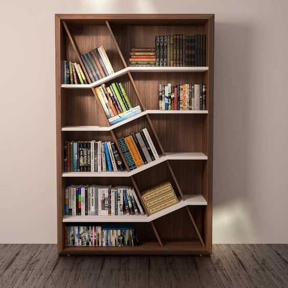 Угловой книжный шкаф предназначен для компактного хранения литературы